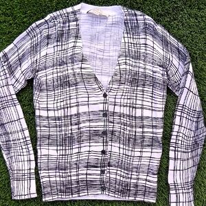 Loft Black and White Plaid Cardigan.Size xxs
